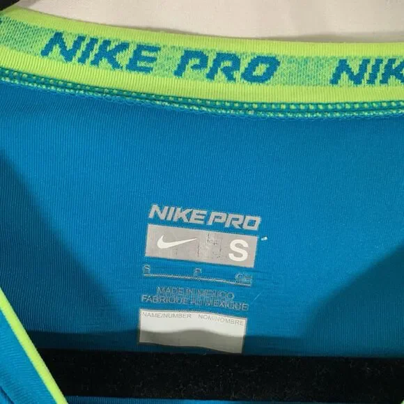 Nike Pro Shirt Women's Small Blue Vneck Long Sleeve Dri Fit Pullover - Picture 2 of 9